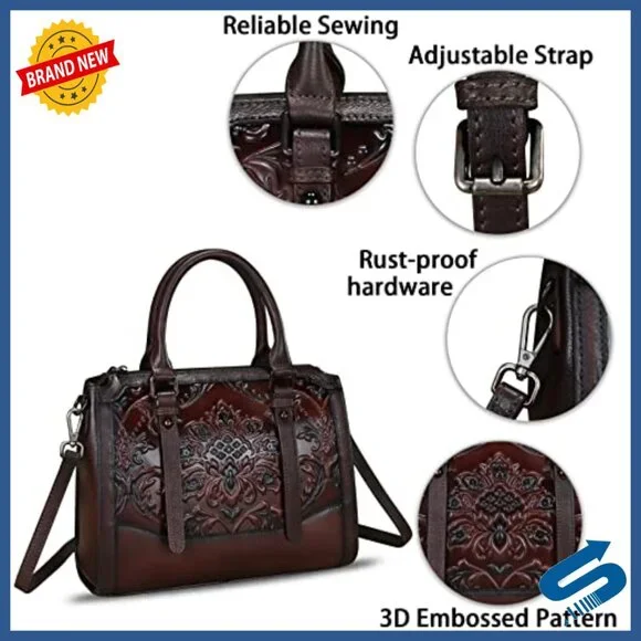 Genuine Leather Hobo Satchel Crossbody Bag Top Handle Purse Medium